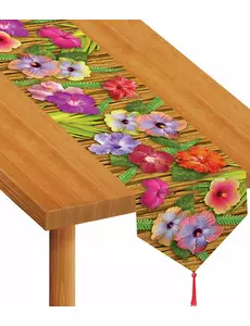 Havajský běhoun na stůl s květem ibišku 28cm x 1,8m