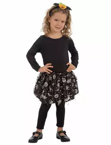 Černo-stříbrný Halloween tutu kostým pro dívky