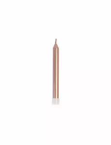 10 metalických rose gold narozeninových svíček 7 cm