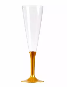 10 šampaňských sklenek na nožce zlaté 150 ml