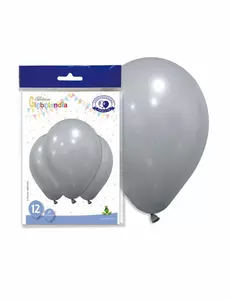 12 šedých latexových balónků 28 cm