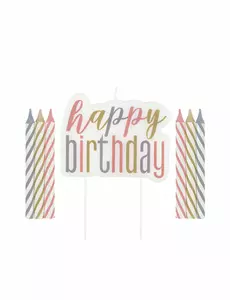 Pastelové narozeninové svíčky Happy Birthday