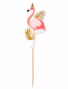 12 dřevěných napichovátek Tropical Flamingo 13 cm