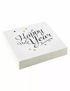 20 zlatých papírových ubrousků Happy New Year 33 x 33 cm