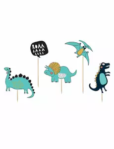 5 kartonových topperů na dort modrý dinosaurus 10,5–20 cm