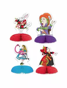 4 mini středové dekorace Alice v Neverlandu 13 x 9 cm