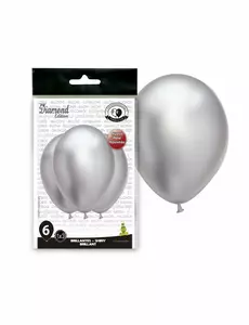 6 saténových stříbrných latexových balónků 31 × 39 cm