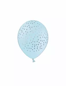 6 světle modrých latexových balónků se stříbrnými tečkami 30 cm