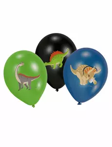 6 velkých latexových balónků dinosaurus – černá, zelená, modrá 27,5 cm