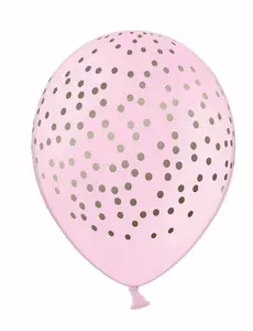 6 světle růžových latexových balónků se zlatými tečkami 30 cm