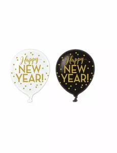 6 zlatých latexových balónků Happy New Year 30 cm