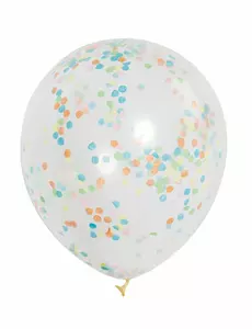 6 průhledných latexových balónků s barevným konfeti 30 cm