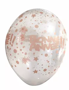 6 průhledných balónků Happy New Year rose gold 30 cm