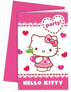6 pozvánek Hello Kitty s obálkami