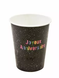 6 kartonových kelímků Fireworks Birthday 25 cl