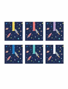 6 papírových dárkových taštiček Space Adventure 13 × 14 cm