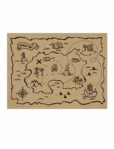 6 kraftových papírových prostírání s mapou pokladu 40 × 30 cm