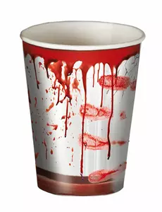 6 krvavých halloweenských papírových kelímků 240 ml