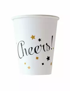 8 zlatých kartonových kelímků Happy New Year 250 ml