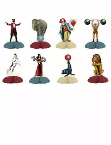 8 mini středových dekorací Vintage Circus 5"