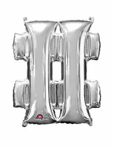 Obří fóliový balónek symbol # stříbrný 83 cm