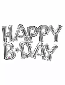 Fóliový balónek nápis Happy Birthday stříbrný 76 cm