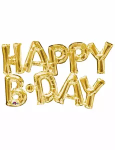 Fóliový balónek nápis Happy Birthday zlatý