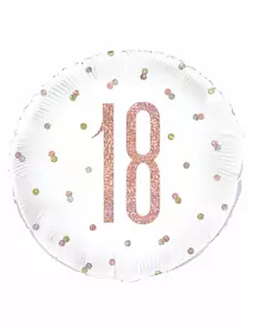Fóliový balónek 18 bílý a růžový glitter 45 cm