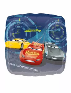 Čtvercový fóliový balónek Cars 3 43 × 43 cm