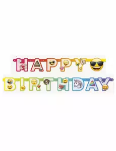 Kartonový banner Happy Birthday Emoji Rainbow 1,8 m
