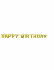 Kloubová girlanda Gold Happy Birthday 121cm