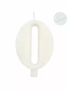 Bílá třpytivá číselná narozeninová svíčka 9,5 cm, Velikost: Číslo 7