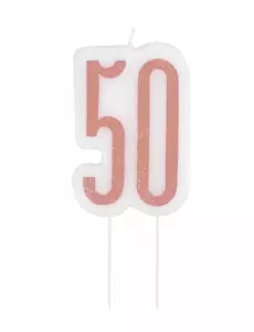 Svíčka na špejli 50 let růžový glitter 7 cm