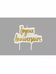 Zlatá třpytivá svíčka Happy Birthday na špejli 8 × 5 cm
