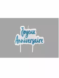 Tyrkysová třpytivá svíčka Happy Birthday na špejli 8 × 5 cm
