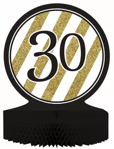 Voštinový papírový středový dekor 30th Anniversary Black and Gold 23 x 30 cm