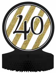 Voštinový papírový středový dekor 40th Anniversary Black and Gold 23 x 30 cm
