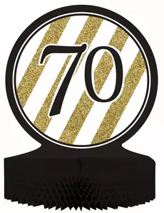 Voštinový papírový středový dekor 70th Anniversary Black and Gold 23 x 30 cm