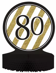 Voštinový papírový středový dekor 80th Anniversary Black and Gold 23 x 30 cm