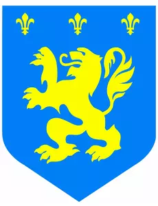 Středověký výřez modrý lev prům. 30 cm