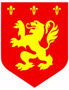 Středověký výřez červený lev prům. 30 cm