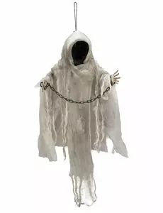 Svítící závěsná spoutaná kostra Halloween 100 cm