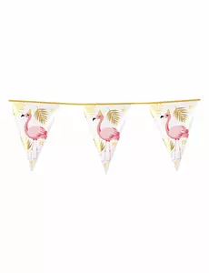 Girlanda z 10 praporků Tropical Flamingo z plastu 30 x 20 cm