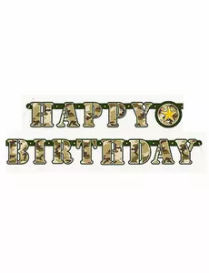 Kloubová girlanda Happy Birthday military 1.6 meter