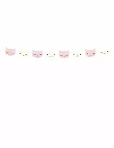 Kartonová girlanda růžové a bílé kotě 8,5 cm × 1,4 m