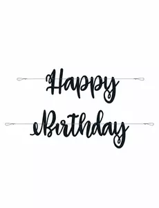 Černá kartonová girlanda Happy Birthday 2,13 m