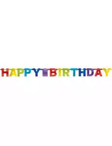 Vícebarevná girlanda Happy Birthday 213 cm