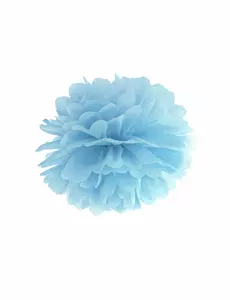 Závěsný papírový pompon modrý 35 cm