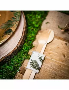 Lněná stuha tropický list zelená a slonová kost 4,5 cm × 3 m