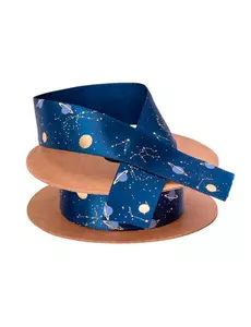 Saténová stuha astronaut – navy se zlatým flockem 1,9 cm × 10 m